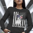 Boston Terrier Papa Cool Dog Lover USA American Flag Men Women Women Long Sleeve T-Shirt, American Boston Terrier Shirts, funny gift