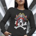 Boston Terrier Pirate T Shirt Jolly Roger Crossbones Skull Women Long Sleeve T-Shirt, funny gift