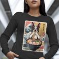 Boston Terrier Ramen Noodles Japanese Art Retro Ocean Waves Women Long Sleeve T-Shirt, funny gift
