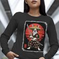 Boston Terrier Samurai Ninja Vintage Anime Japanese Ukiyo-e Women Long Sleeve T-Shirt, funny gift
