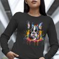 Colorful Boston Terrier Dog For Men Women Kids Women Long Sleeve T-Shirt, funny gift