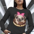Cute Pug Shirt Donut Girls Dog Women Long Sleeve T-Shirt, funny gift