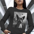 Dog Mom Dad Alien Selfie Boston Terrier UFO For Men Women Women Long Sleeve T-Shirt, Boston Terrier Dad Shirts, Boston Terrier Mom Shirts, funny gift