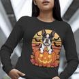 Halloween Retro Boston Terrier Women Long Sleeve T-Shirt, Boston Terrier Halloween Shirts, funny gift