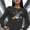 Kawaii Kids & Boys Astronaut Space Boston Terrier Dog Lover Women Long Sleeve T-Shirt, funny gift