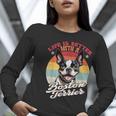 Retro Life Is Better With Boston Terrier Mom Dog Lover Women Long Sleeve T-Shirt, Boston Terrier Mom Shirts, funny gift