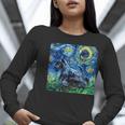 Scottish Terrier Starry Night Scotty Dog Art By Aja Women Long Sleeve T-Shirt, funny gift