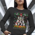 Ugly Sweater Christmas Tree Boston Terrier Dog Xmas Pajama Women Long Sleeve T-Shirt, Boston Terrier Christmas Shirts, funny gift