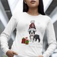 Boston Terrier Christmas T Shirt-Life Is Merrier Premium Tri-Blend Women Long Sleeve T-Shirt, Boston Terrier Christmas Shirts, funny gift