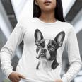 Boston Terrier Dog Motif Pet Illustration Boston Terrier For Men Women Kids Women Long Sleeve T-Shirt, funny gift