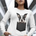 Boston Terrier Dog Puppy Dog In Pocket Cute Pet Lover Women Long Sleeve T-Shirt, funny gift