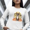 Boston Terrier Halloween Dog Lover Pumpkin Costume Women Long Sleeve T-Shirt, Boston Terrier Halloween Shirts, funny gift