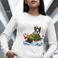 Boston Terrier Merry Christmas Tree Lights Dog X-Mas Dogs Women Long Sleeve T-Shirt, Boston Terrier Christmas Shirts, funny gift