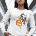 Boston Terrier Pumpkin Jack O Lantern Halloween Women Long Sleeve T-Shirt, Boston Terrier Halloween Shirts, funny gift