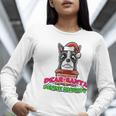 Boston Terrier Santa Claus Christmas Dog Women Long Sleeve T-Shirt, Boston Terrier Christmas Shirts, funny gift