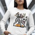 Boston Terrier Skeleton Mummy Witch Halloween Women Long Sleeve T-Shirt, Boston Terrier Halloween Shirts, funny gift