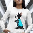 Boston Terrier Tattoos I Love Mom Women Long Sleeve T-Shirt, Boston Terrier Mom Shirts, funny gift