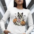 Halloween Boston Terrier Ghost Women Long Sleeve T-Shirt, Boston Terrier Halloween Shirts, Boston Terrier Ghost Shirts, funny gift