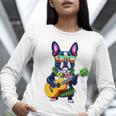 Hawaiian Boston Terrier & Pineapple Ukulele Summer Vacation Women Long Sleeve T-Shirt, funny gift