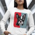 Retro Boston Terrier Dog Lover Bostie Mom Dad Dog Owner Women Long Sleeve T-Shirt, Boston Terrier Dad Shirts, Boston Terrier Mom Shirts, funny gift