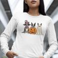 Spooky Ghost Boston Terrier Pumpkin Halloween Dog Lover Women Long Sleeve T-Shirt, Boston Terrier Halloween Shirts, Boston Terrier Ghost Shirts, funny gift