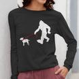 Bigfoot Walking With Bull Terrier Dog Women Long Sleeve T-Shirt, funny design