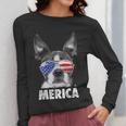 Boston Terrier 4th Of July Merica Men Women USA Flag Vintage Women Long Sleeve T-Shirt, Boston Terrier 4th Of July Gifts, funny design