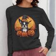 Boston Terrier Bostie Dog Breed Pet Halloween Pumpkins Women Long Sleeve T-Shirt, Boston Terrier Halloween Gifts, funny design