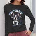 Boston Terrier Boy Cute Cartoon Dog Owner Pet Boston Terrier Women Long Sleeve T-Shirt, funny design