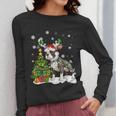 Boston Terrier Christmas Tree Lights Santa Hat Women Long Sleeve T-Shirt, Boston Terrier Christmas Gifts, funny design
