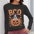 Boston Terrier Costume On Pumpkin Halloween Boston Terrier Women Long Sleeve T-Shirt, Boston Terrier Halloween Gifts, funny design