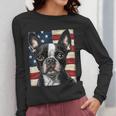 Boston Terrier Dog American Flag 4th Of July Patriotic Puppy Women Long Sleeve T-Shirt, Patriotic Boston Terrier Gifts, American Boston Terrier Gifts, Boston Terrier 4th Of July Gifts, funny design