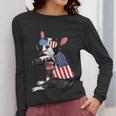 Boston Terrier Dog Merica 4th Of July Usa American Flag Men Women Long Sleeve T-Shirt, American Boston Terrier Gifts, Boston Terrier 4th Of July Gifts, funny design