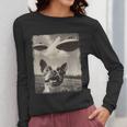 Boston Terrier Dog UFO Alien Extraterrestrial Selfie Women Long Sleeve T-Shirt, funny design