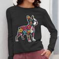 Boston Terrier Floral Vintage Dog Mom Distressed Men Women Kids Women Long Sleeve T-Shirt, Couple Gifts, Mom Gifts, Boston Terrier Mom Gifts, funny design