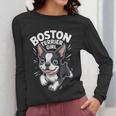 Boston Terrier Girl Cute Cartoon For Dog Owners Pet Terrier Women Long Sleeve T-Shirt, funny design