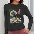 Boston Terrier Japanese Kanagawa Wave Surf Dog Women Long Sleeve T-Shirt, funny design