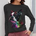 Boston Terrier Lovers Colorful Pop Art Boston Terrier Women Long Sleeve T-Shirt, funny design