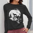 Boston Terrier And Moon Halloween Costume Dog Lover Women Long Sleeve T-Shirt, Boston Terrier Halloween Gifts, funny design