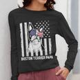 Boston Terrier Papa Cool Dog Lover USA American Flag Men Women Women Long Sleeve T-Shirt, American Boston Terrier Gifts, funny design