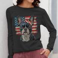 Boston Terrier Patriotic 4th Of July USA American Flag Women Long Sleeve T-Shirt, Patriotic Boston Terrier Gifts, American Boston Terrier Gifts, Boston Terrier 4th Of July Gifts, funny design