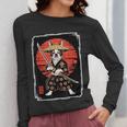 Boston Terrier Samurai Ninja Vintage Anime Japanese Ukiyo-e Women Long Sleeve T-Shirt, funny design