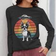 Boston Terrier UFO Alien Boston Terrier Dog Mom Dad Women Long Sleeve T-Shirt, Couple Gifts, Mom Gifts, Boston Terrier Dad Gifts, Boston Terrier Mom Gifts, funny design