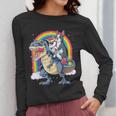 Boston Terrier Unicorn Riding Dinosaur T-Rex Girls Rainbow Women Long Sleeve T-Shirt, Boston Terrier Riding Gifts, funny design