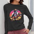 Boston Terrier Wearing A Cowboy Hat On T-Rex Women Long Sleeve T-Shirt, funny design