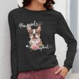 Brown Boston Terrier With Flowers And Feathers Women Long Sleeve T-Shirt, funny design