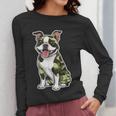 Camo Boston Terrier Pet Owner Camouflage Dog Lover Women Long Sleeve T-Shirt, funny design