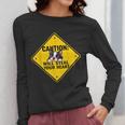 Caution Sign Boston Terrier Dog Bostie Puppy Women Long Sleeve T-Shirt, funny design