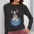 Cute Pocket Boston Terrier Lover Dog Mom Women Long Sleeve T-Shirt, Couple Gifts, Mom Gifts, Boston Terrier Mom Gifts, funny design