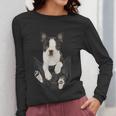 Dog Lovers Boston Terrier In Pocket Dog Face For Men Women Kids Women Long Sleeve T-Shirt, funny design